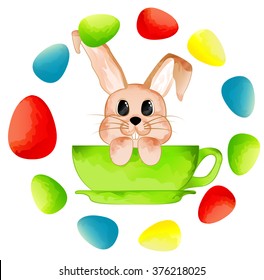 Easter bunny in a circle of eggs. Vector. EPS10