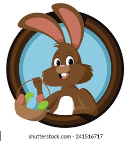 Easter bunny in circle EPS 10 vector stock illustration