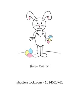 Easter bunny. Circuit vector illustration.