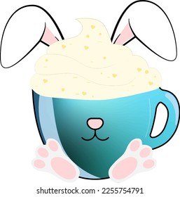 Easter Bunny Coffee Cup. It can be used on T-Shirt, labels, icons, Sweater, Jumper, Hoodie, Mug, Sticker,
Pillows, Bags, Greeting Cards, Badge, Or Poster