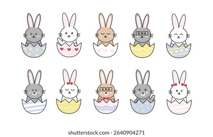 Easter Bunny Collection in Decorative Egg Shells