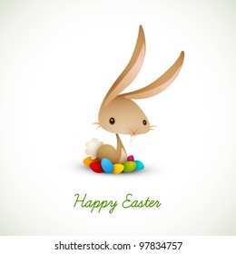 Easter Bunny with Colored Eggs | EPS 10 Vector Graphic | Layers Organized and Named Accordingly
