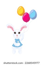 Easter Bunny with colorful balloons.