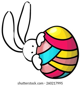 Easter bunny with colorful egg