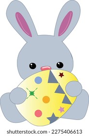 Easter bunny with colorful egg, Easter,Happy Easter day