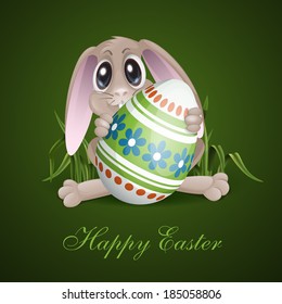 Easter Bunny With Colorful Egg. Vector Illustration. Eps 10.