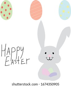 Bunny de Pascua con coloridos huevos de Pascua. 