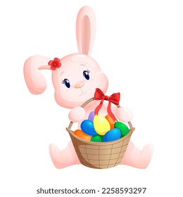 Easter bunny with colorful eggs