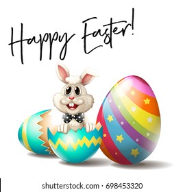 Easter bunny with colorful eggs illustration