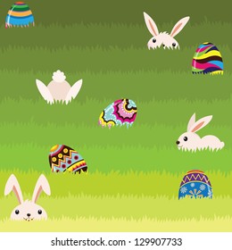 Easter Bunny and Colorful Painted Egg