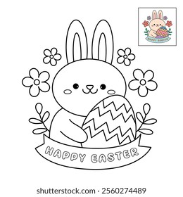 Easter bunny coloring pages easter worksheets printable for kids activity, Kindergarten and preschool. Trace and color Easter bunny worksheets. Bunny with Easter egg clipart vector.