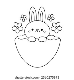 Easter bunny coloring pages easter worksheets printable for kids activity, Kindergarten and preschool. Trace and color Easter bunny worksheets. Bunny with Easter egg clipart vector.