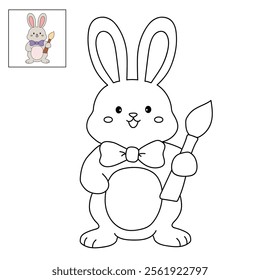 Easter bunny coloring pages easter worksheets printable for kids activity, Kindergarten and preschool. Trace and color Easter bunny worksheets. Bunny Easter painting egg clipart vector.