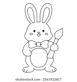 Easter bunny coloring pages easter worksheets printable for kids activity, Kindergarten and preschool. Trace and color Easter bunny worksheets. Bunny Easter painting egg clipart vector.