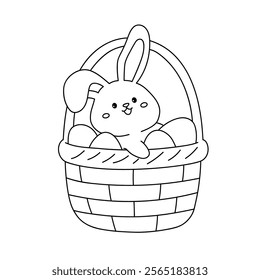 Easter bunny coloring pages easter worksheets printable for kids activity, Kindergarten and preschool. Trace and color Easter bunny worksheets. Bunny Easter with eggs clipart vector. Spring bunny.