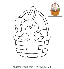 Easter bunny coloring pages easter worksheets printable for kids activity, Kindergarten and preschool. Trace and color Easter bunny worksheets. Bunny Easter with eggs clipart vector. Spring bunny.