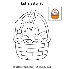 Easter bunny coloring pages easter worksheets printable for kids activity, Kindergarten and preschool. Trace and color Easter bunny worksheets. Bunny Easter with eggs clipart vector. Spring bunny.