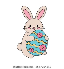 Easter bunny coloring pages easter worksheets printable for kids activity, Kindergarten and preschool. Trace and color Easter bunny worksheets. Bunny Easter with eggs clipart vector. Spring bunny.