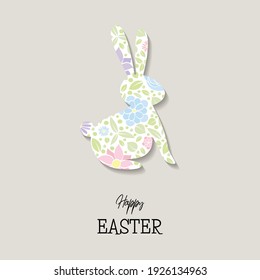 Easter bunny with colourful flowers. Vector