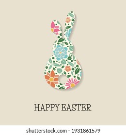 Easter bunny with colourful flowers. Vector