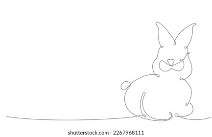 Easter bunny continues line hand draw element. Vector stock illustration minimalism design isolated on white background. Editable stroke single line. EPS10