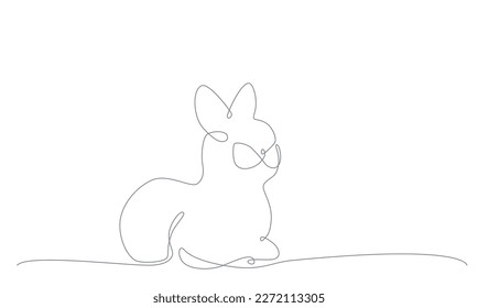 Easter bunny continues line hand draw element. Vector stock illustration minimalism design isolated on white background. Editable stroke single line. EPS10