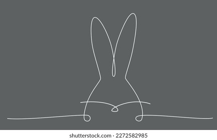 Easter bunny continues line hand draw element. Vector stock illustration minimalism design isolated on black chalkboard background. Editable stroke single line. EPS10
