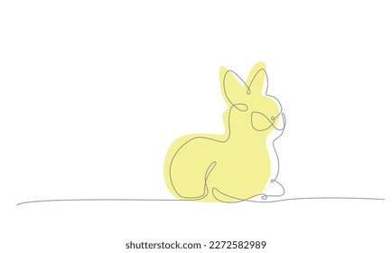 Osterhase setzt Linienzeiger fort. Minimalistisches Design für Vektorgrafiken einzeln auf weißem Hintergrund. Bearbeitbarer Strich für einzelne Linie. EPS10