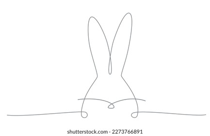 Osterhase setzt Linienzeiger fort. Minimalistisches Design für Vektorgrafiken einzeln auf weißem Hintergrund. Bearbeitbarer Strich für einzelne Linie. EPS10