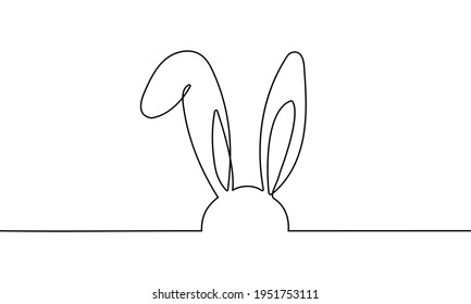 Dibujo De Una Línea Continua De Conejo De Pascua. Ilustración De Mano Minimalista Dibujada. Elemento aislado. Vector