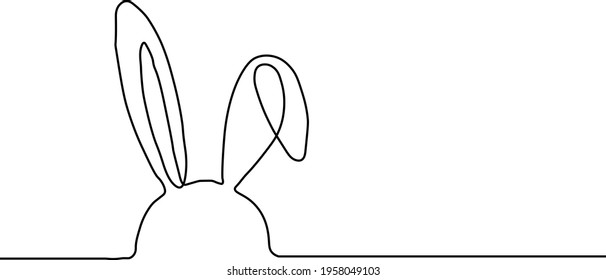 Easter Bunny Continuous One Line Drawing. Easter Card Line Art Style with Rabbit . Bunny Minimalist Contour Illustration for Spring Design. Vector EPS 8.