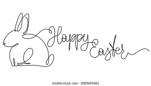 Easter bunny continuous one line drawing. Rabbit simple image. Minimalist vector illustration.