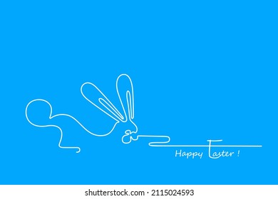 Easter Bunny Continuous One Line Hand Drawn. Spring Easter minimalist card style with rabbit. Line art. Contour sketch vector illustration.