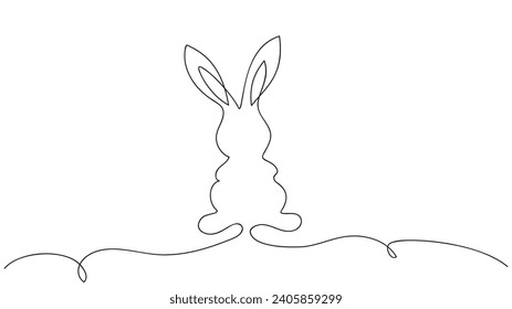 Easter Bunny continuous one line drawing. Vector