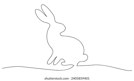 Easter Bunny continuous one line drawing. Vector