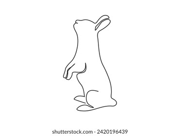 Easter bunny  in Continuous one line drawing. Rabbit icon. Black and white minimal concept vector illustration.
