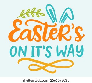 Easter Bunny cute brush lettering. Hand lettered quote for poster, gift card, kids apparel design. Modern calligraphy, isolated on white background. Vector illustration