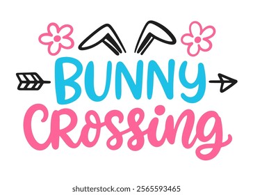 Easter Bunny cute brush lettering. Hand lettered quote for poster, gift card, kids apparel design. Modern calligraphy, isolated on white background. Vector illustration