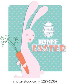 Easter Bunny. Cute card with the Easter Bunny, who loves carrots.