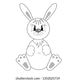 Easter bunny, cute cartoon character in black and white