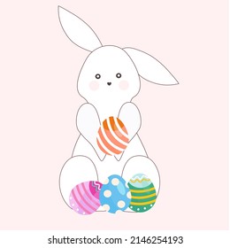 Easter bunny cute cartoon character vector design.
