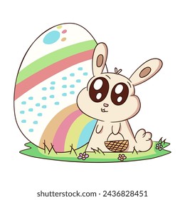 Conejito de Pascua, lindo, dibujos animados, dibujo, diseño, concepto, clip art, vector, ilustración