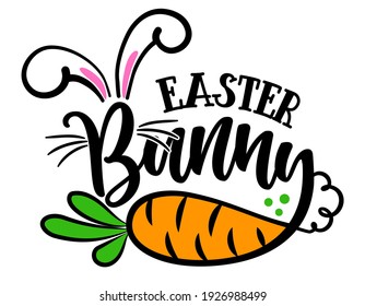 Easter Bunny - Cute Easter bunny design, funny hand drawn doodle, cartoon Easter rabbit. Good for Easter clothes, poster or t-shirt textile graphic design. Vector hand drawn illustration.