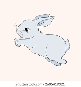 Easter bunny. Cute Girlish bunnies for kids. Rabbit or hare, spring festive animal. Hand Drawn holiday decent vector character