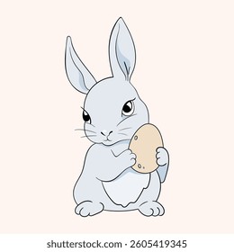 Easter bunny. Cute Girlish bunnies for kids. Rabbit or hare, spring festive animal. Hand Drawn holiday decent vector character