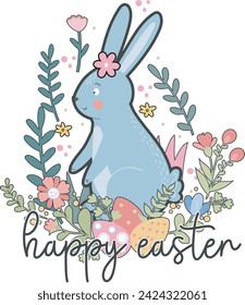 Easter Bunny Cute Leopard Floral Bunny T shirt Design