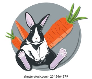Easter bunny, cute rabbit and carrot