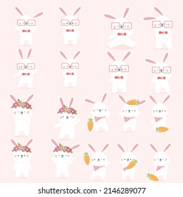 Easter bunny cute rabbit cartoon character vector design.