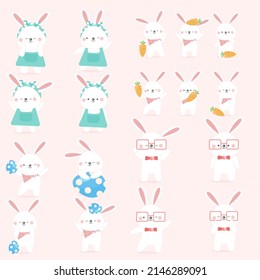 Diseño vectorial de caricatura de conejo lindo conejo de Pascua.