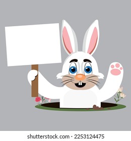 easter bunny cute rabbit illustration with copy space.